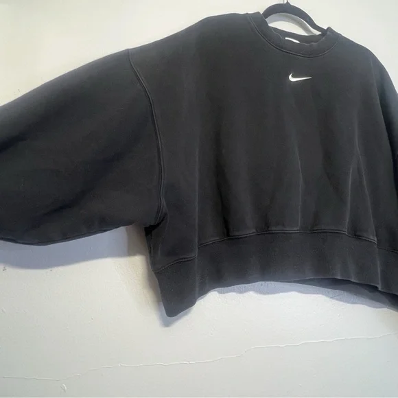 Nike Sportswear Phoenix Fleece Oversized Cropped Sweatshirt Black L Streetwear - Picture 5 of 11